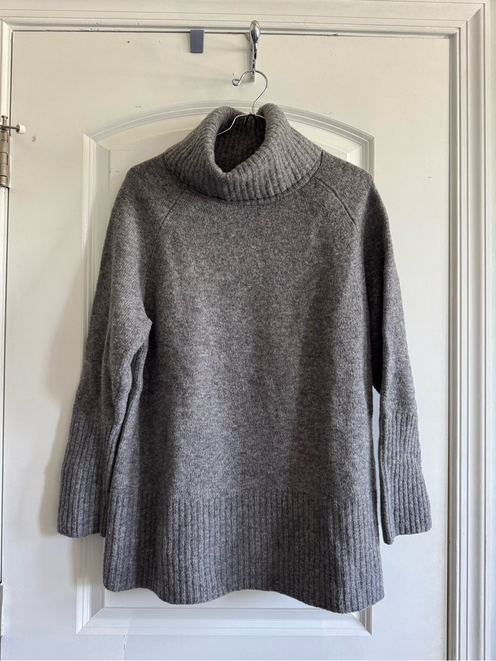 Banana Republic | Merino Wool Gray Ribbed Cowl Neck Sweater